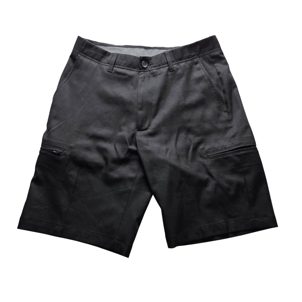 Cool 18 Pro Chino Shorts Mens 32 Black Polyester Microfiber 10" Inseam
